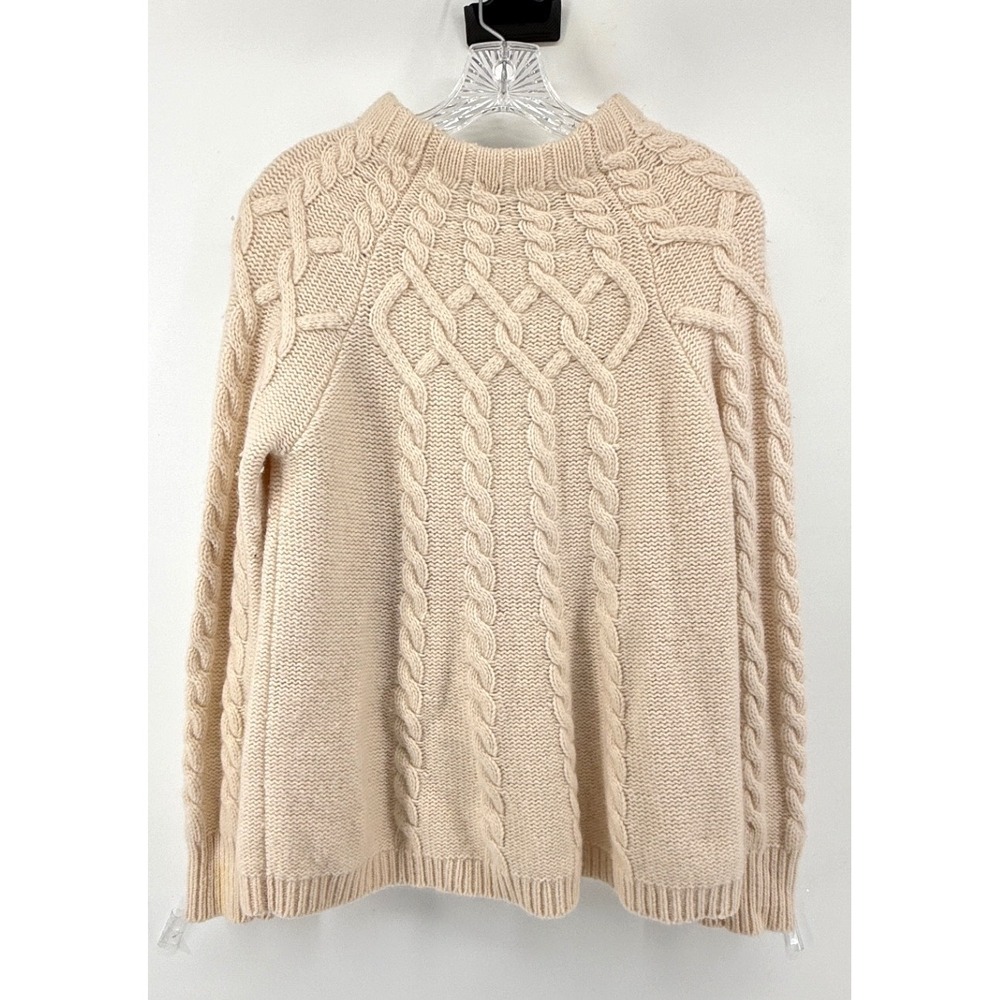 Antonio Melani Cream Cable Knit Lambs Wool Rabbit Hair Sweater Mock Neck Medium